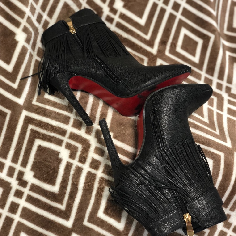 Red Bottomed Black Booties